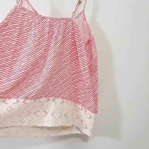 Red Camel NWT striped embroidered lace trim front tank top woman's size large - Picture 9 of 9
